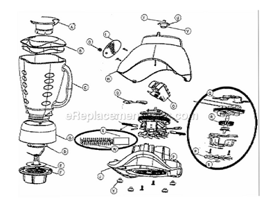 Page A Diagram and Parts List for 6835-022  Oster Blender