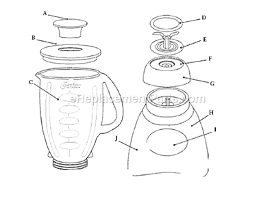 Page A Diagram and Parts List for 6884  Oster Blender