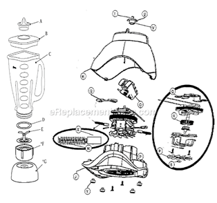 Page A Diagram and Parts List for 6894  Oster Blender