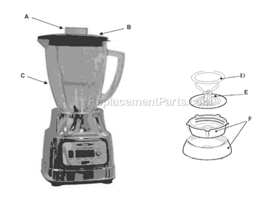 Page A Diagram and Parts List for BCBG08-C  Oster Blender