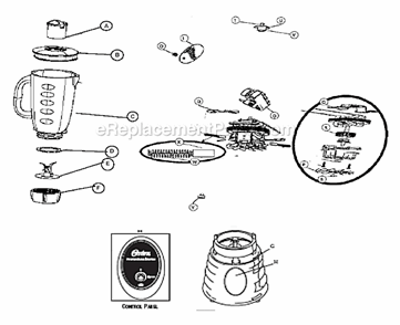 Page A Diagram and Parts List for BPST02-B  Oster Blender