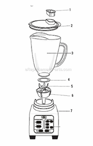 Page A Diagram and Parts List for BRLY07-Z  Oster Blender
