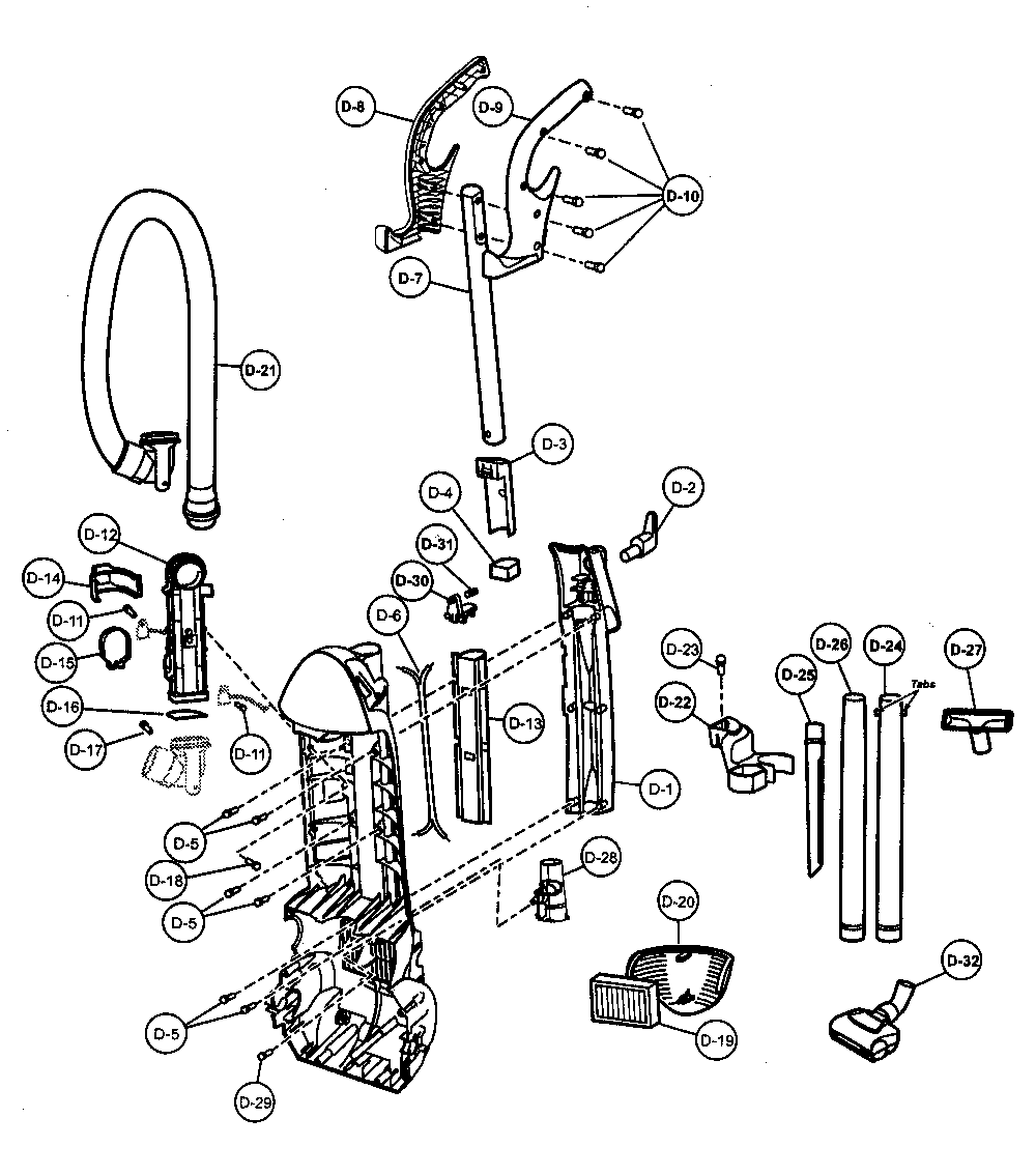Body/handle/rear dust compartment Diagram and Parts List for MC-V758200  Panasonic Upright Vacuum
