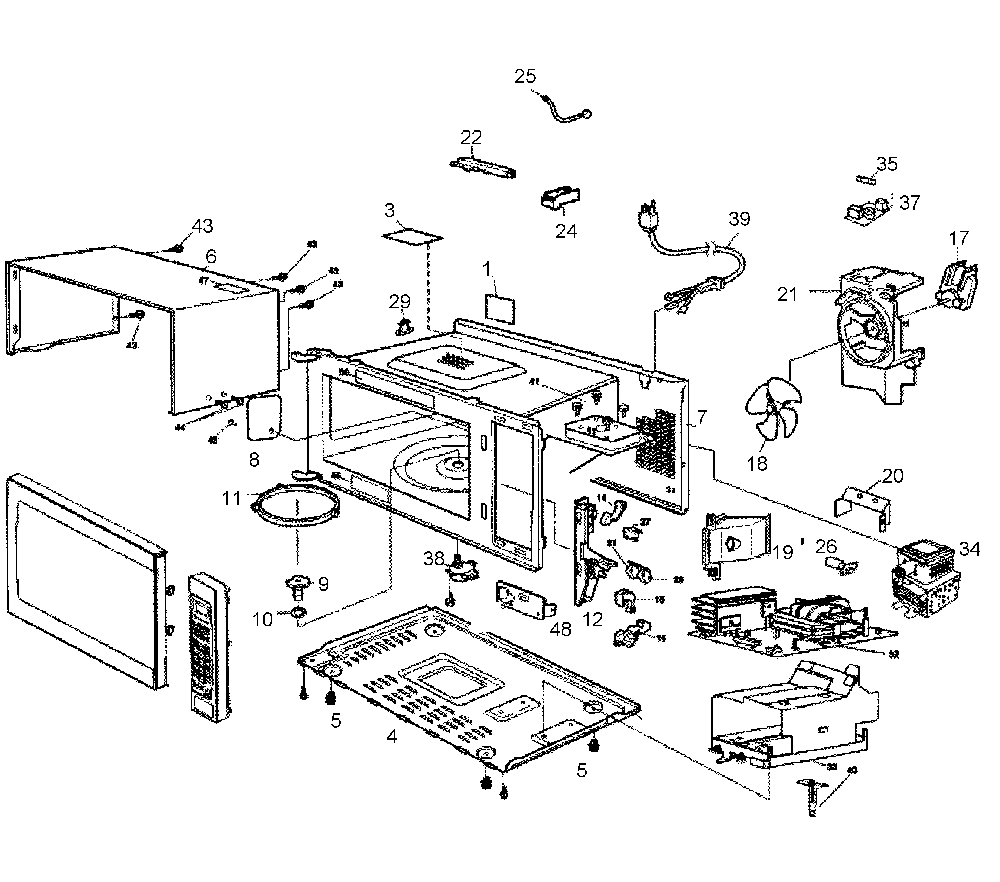 Cabinet parts Diagram and Parts List for NN-SN960S  Panasonic Microwave