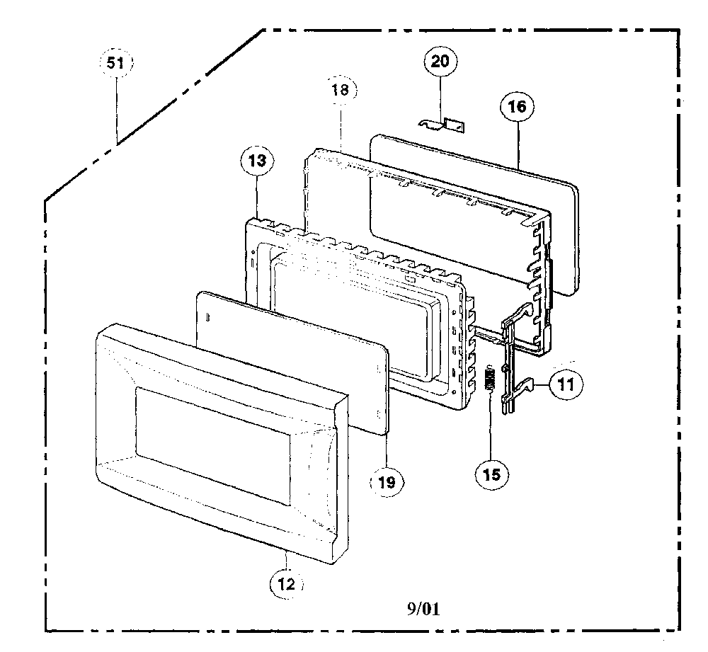 Door assy Diagram and Parts List for NN-S431BL  Panasonic Microwave
