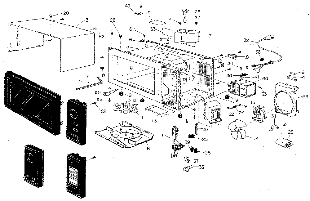 Microwave parts Diagram and Parts List for NN4408A  Panasonic Microwave