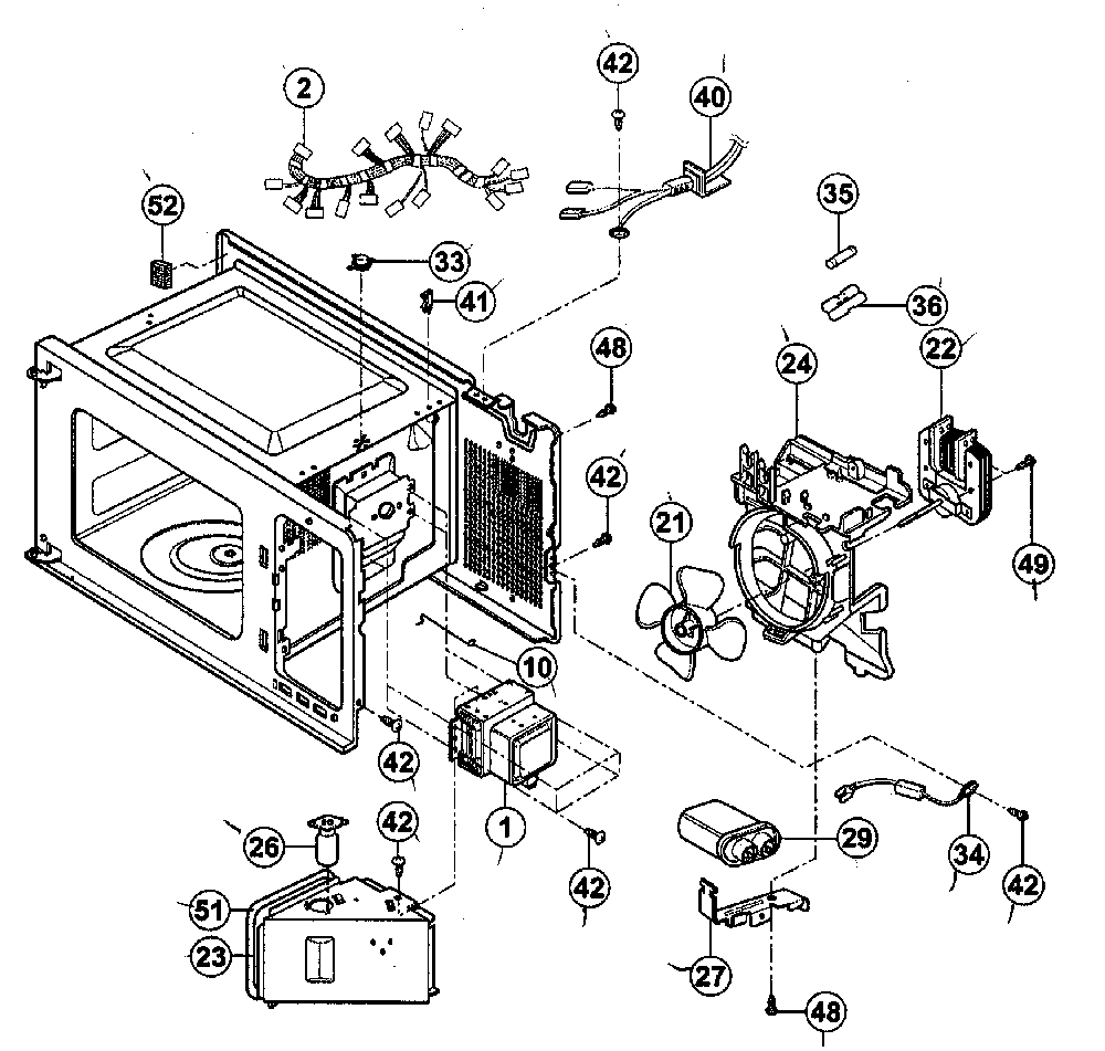 Cabinet Diagram and Parts List for NN-S432WL  Panasonic Microwave