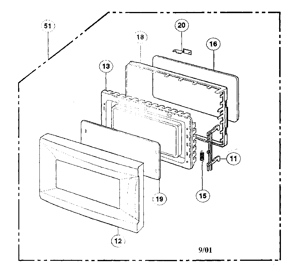 Door assy Diagram and Parts List for NN-S431WL  Panasonic Microwave