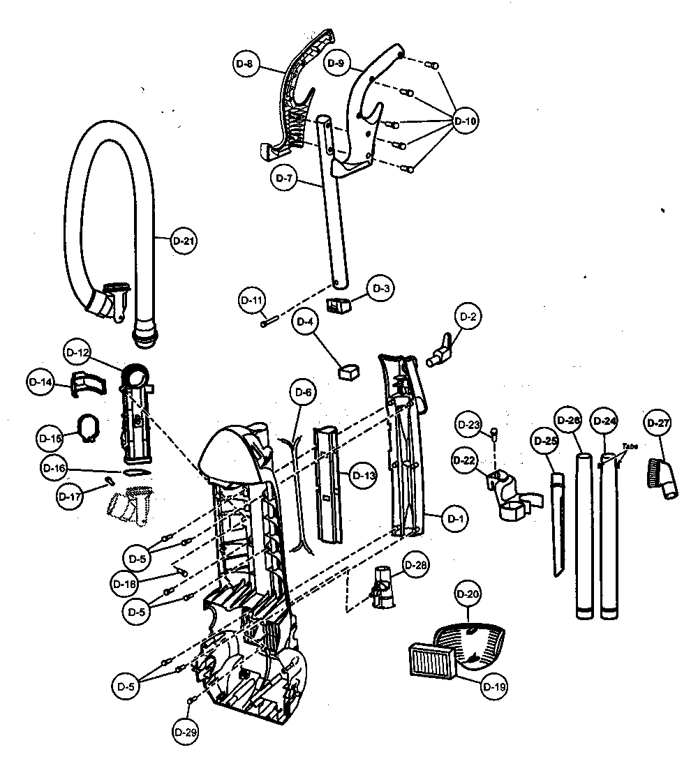 Body/handle/rear dust compartment Diagram and Parts List for MC-V757200  Panasonic Upright Vacuum