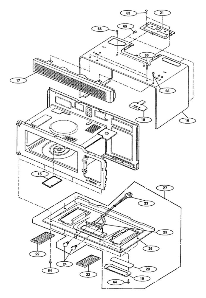 Oven Cavity Diagram and Parts List for NN-S251BL  Panasonic Microwave