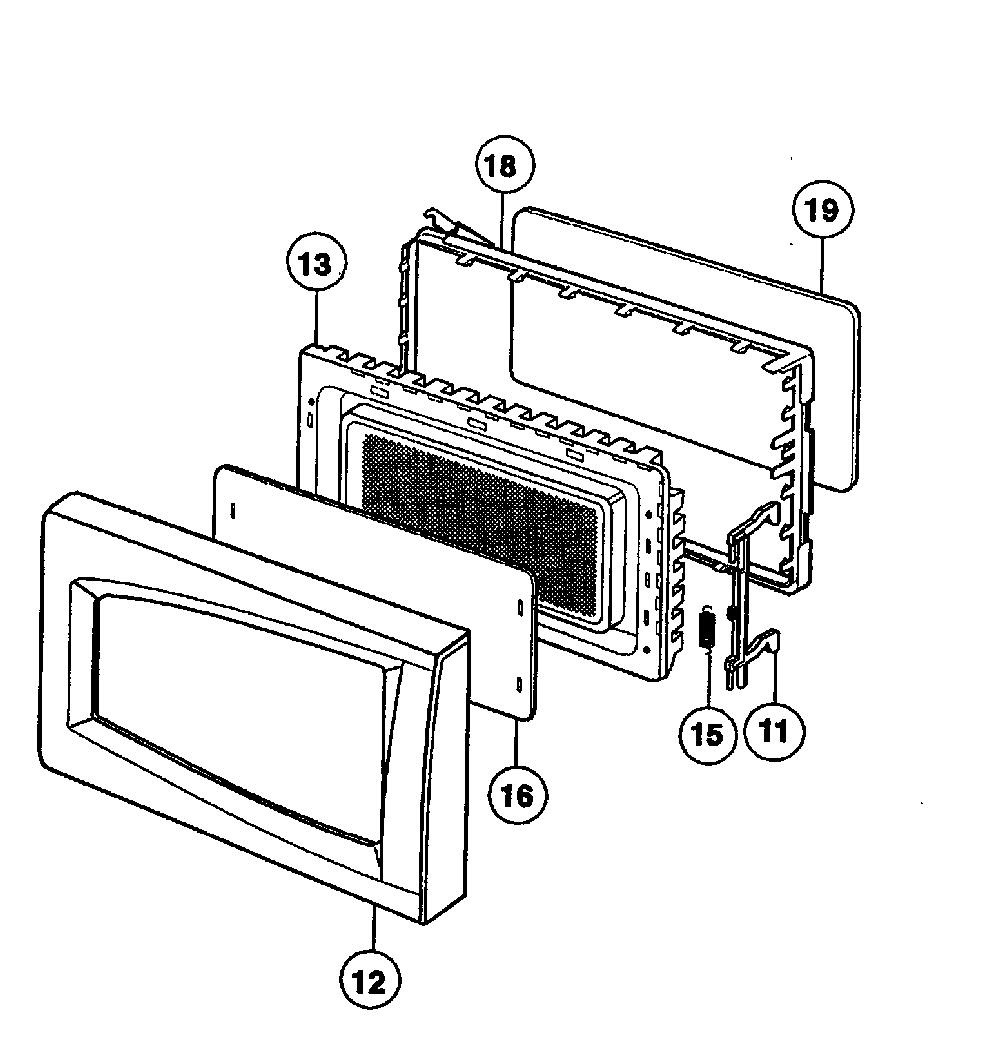Door parts Diagram and Parts List for NN-S732BL  Panasonic Microwave