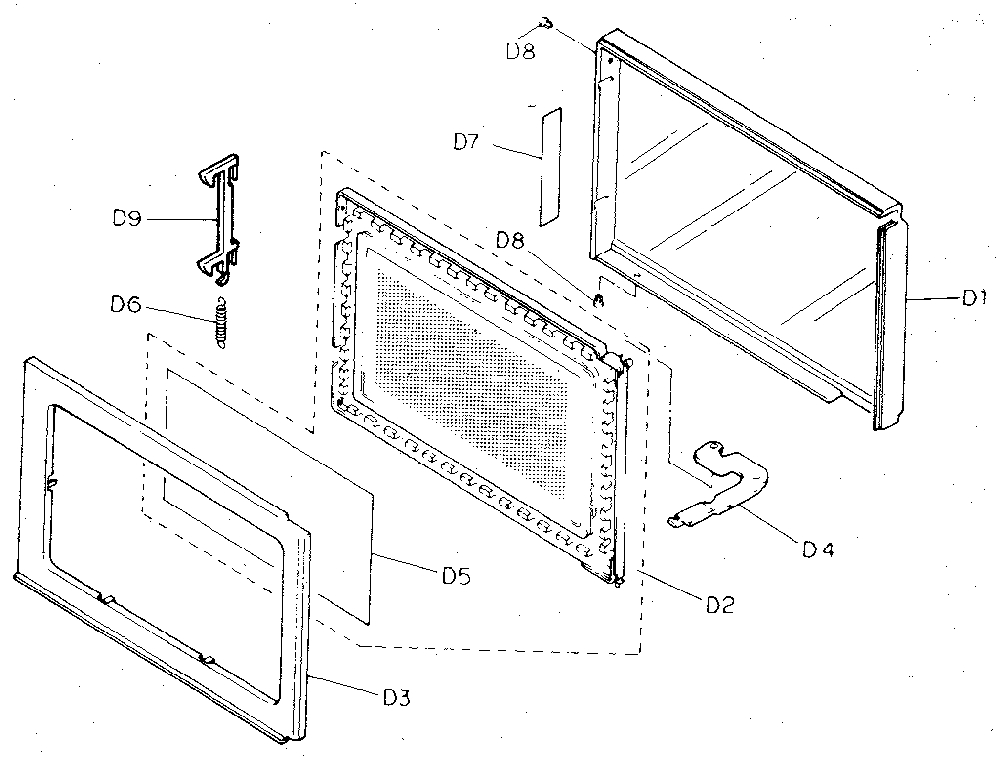 Door assembly Diagram and Parts List for NN4408A  Panasonic Microwave