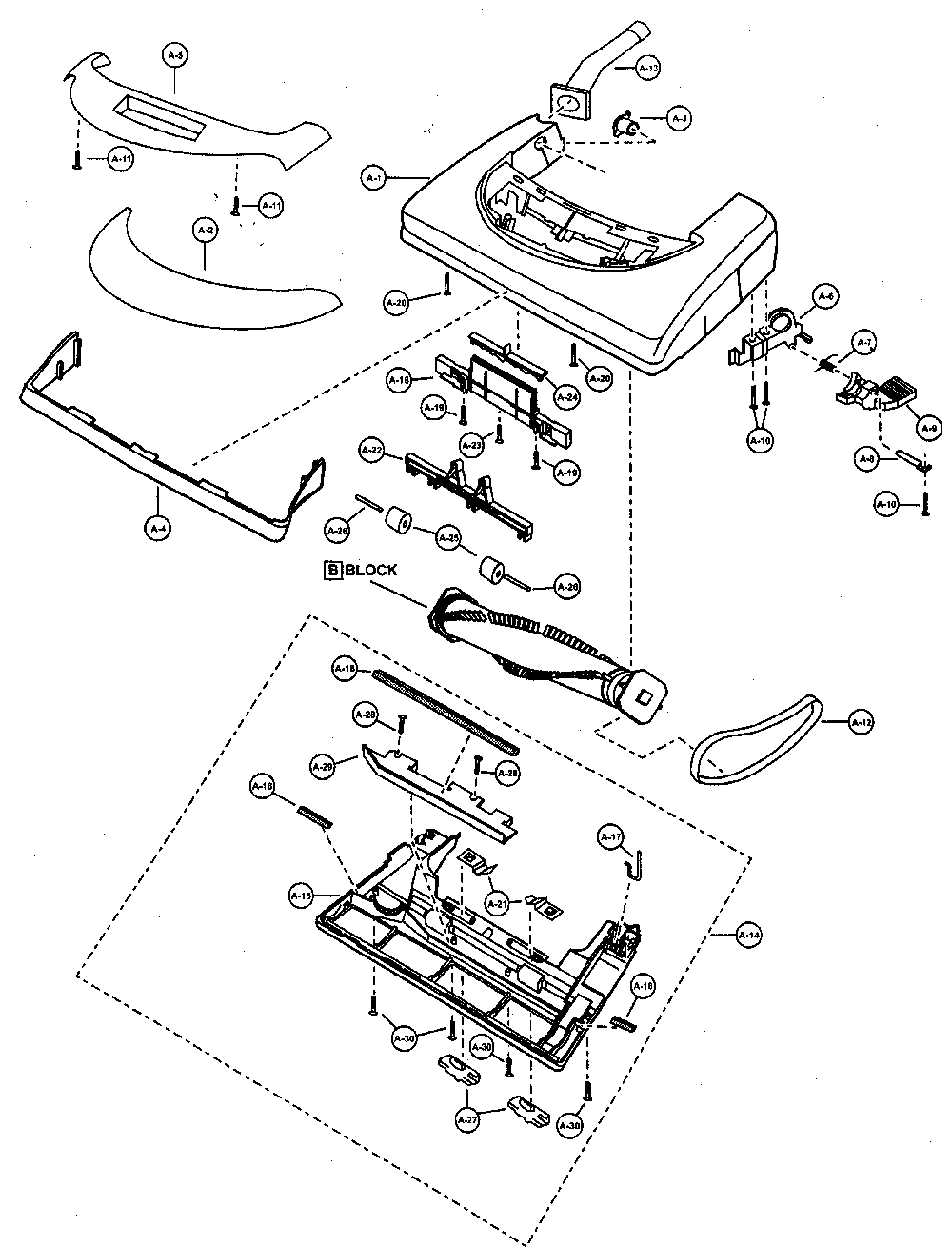 Nozzle housing Diagram and Parts List for MC-V325  Panasonic Upright Vacuum