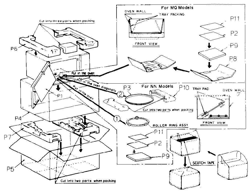 Packing and accessories Diagram and Parts List for MQS0806H  Panasonic Microwave