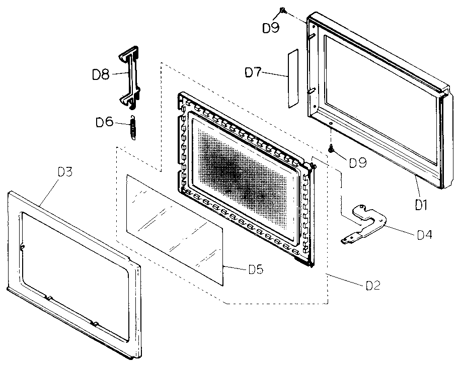 Door Diagram and Parts List for MQS0806H  Panasonic Microwave