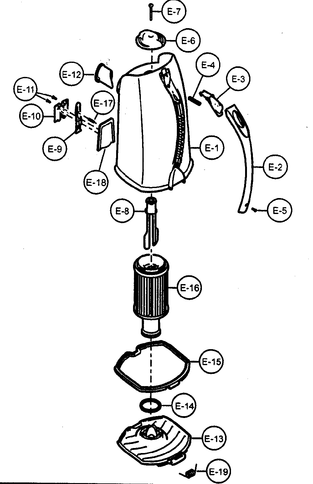 Dust bin Diagram and Parts List for MC-V757200  Panasonic Upright Vacuum