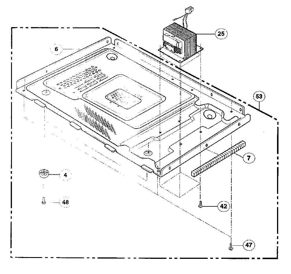 Base assy Diagram and Parts List for NN-S431WL  Panasonic Microwave