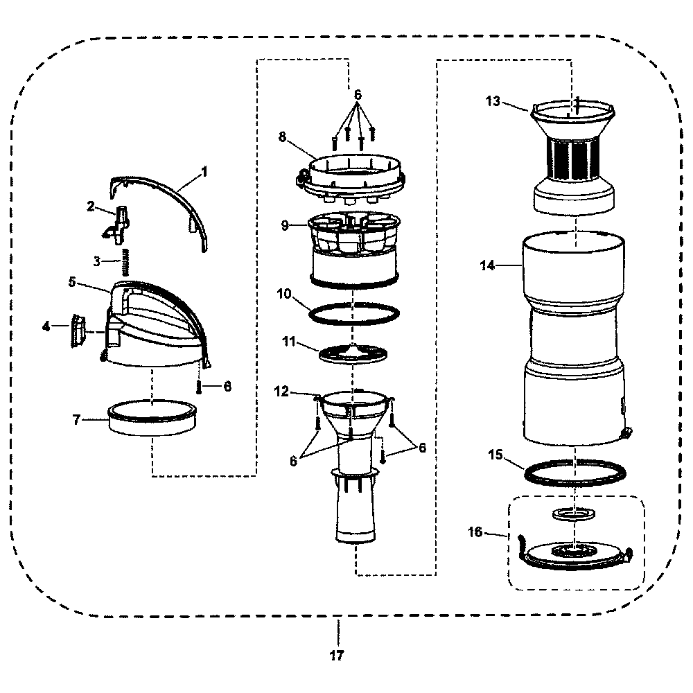 Dust bin ass Diagram and Parts List for MC-UL427-00  Panasonic Upright Vacuum
