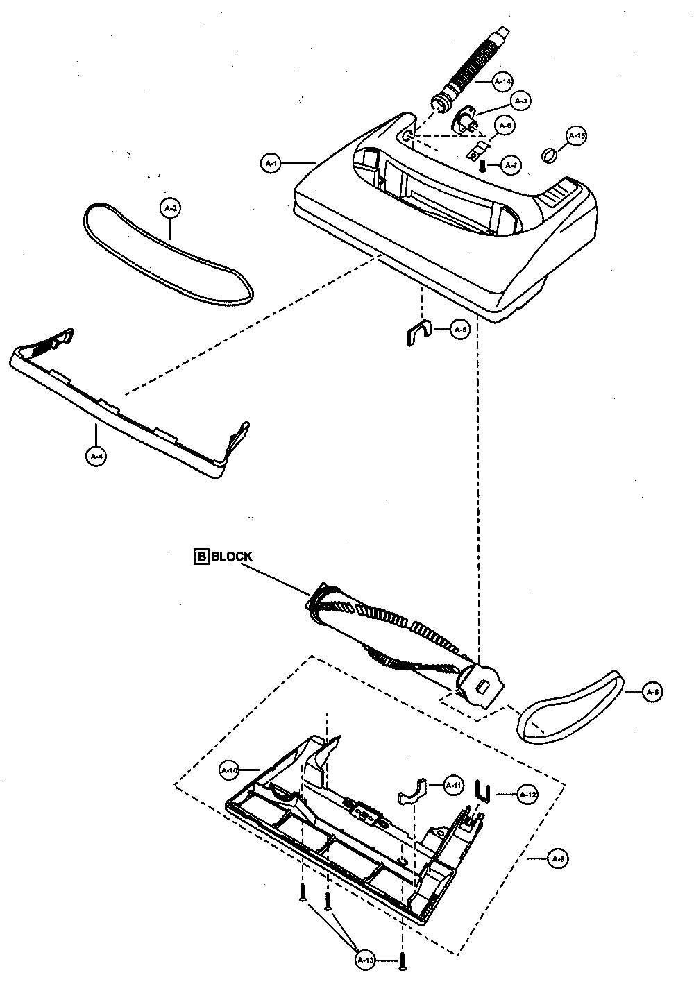 Nozzle housing Diagram and Parts List for MC-V5004  Panasonic Upright Vacuum