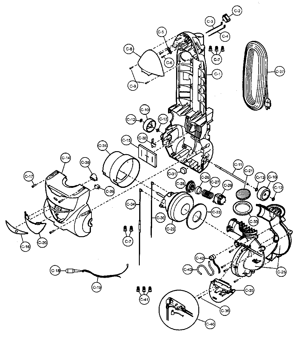 Motor housing/motor/body Diagram and Parts List for MC-V758200  Panasonic Upright Vacuum