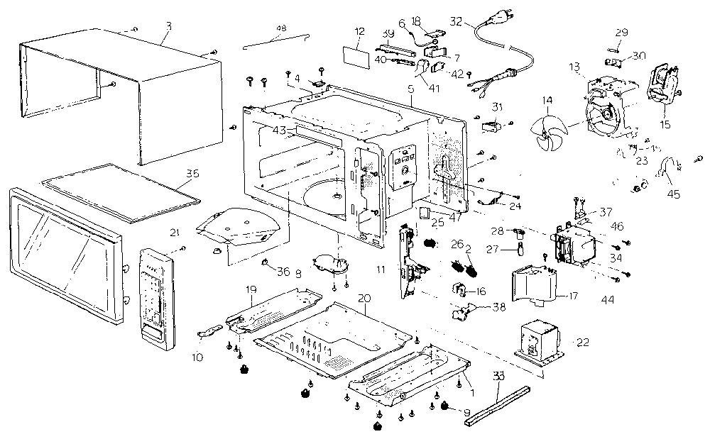 Cavity Diagram and Parts List for MQS1106H  Panasonic Microwave