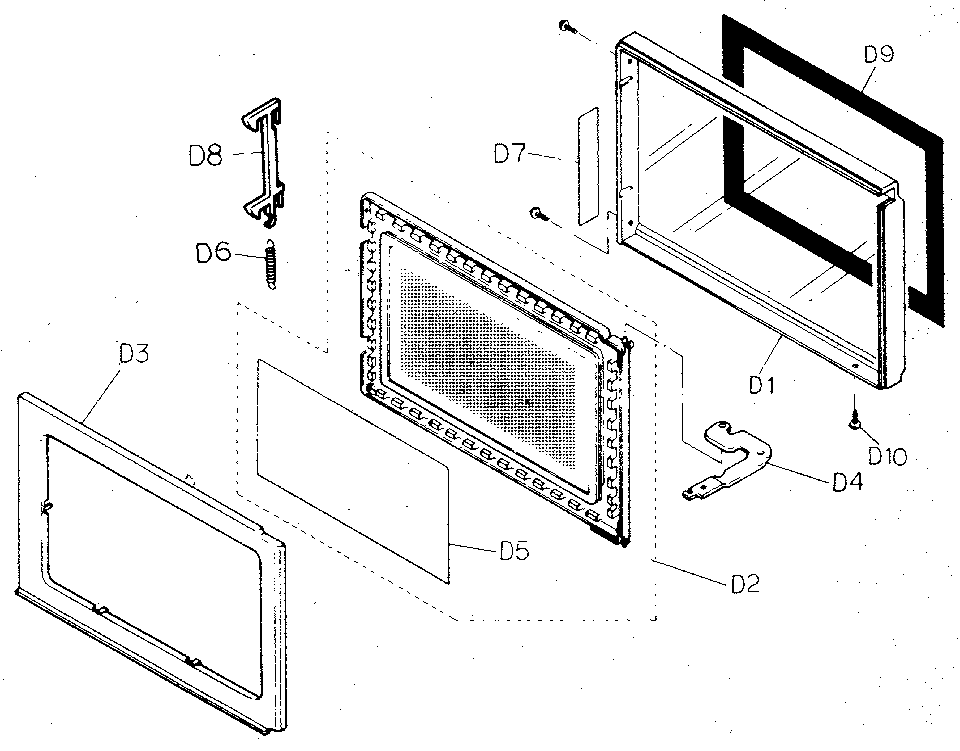 Door assembly Diagram and Parts List for NN6539  Panasonic Microwave