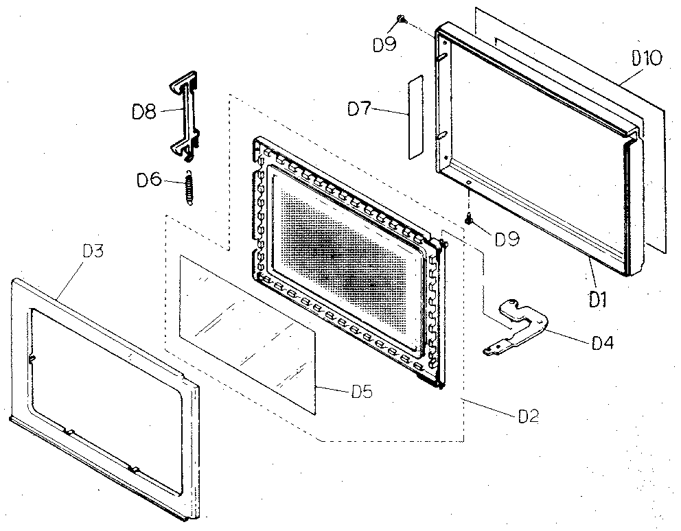 Door assembly Diagram and Parts List for NN5439A  Panasonic Microwave