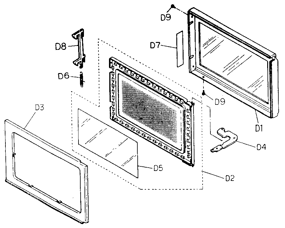 Door Diagram and Parts List for MQS1106H  Panasonic Microwave