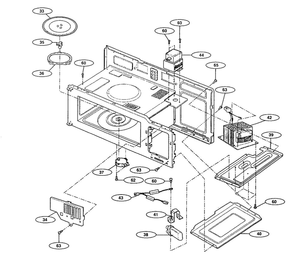 High Voltage Diagram and Parts List for NN-S251BL  Panasonic Microwave