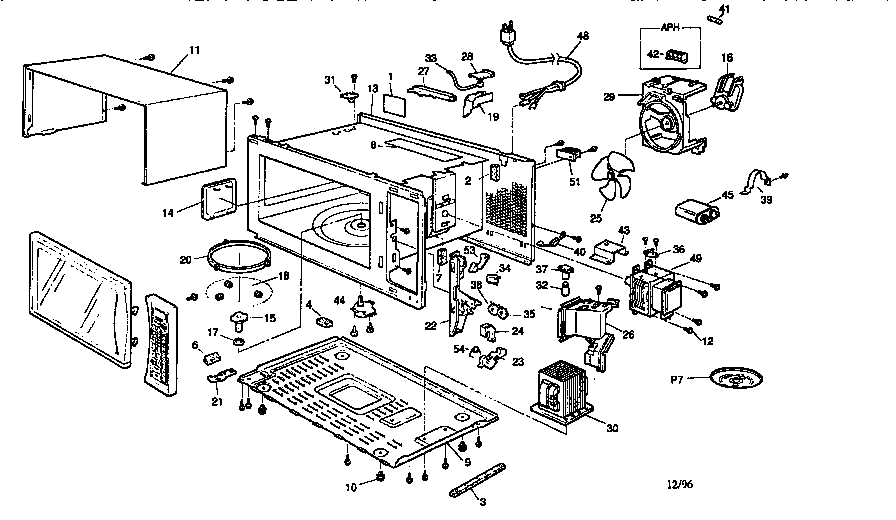 Microwave parts Diagram and Parts List for NNE666BA  Panasonic Microwave