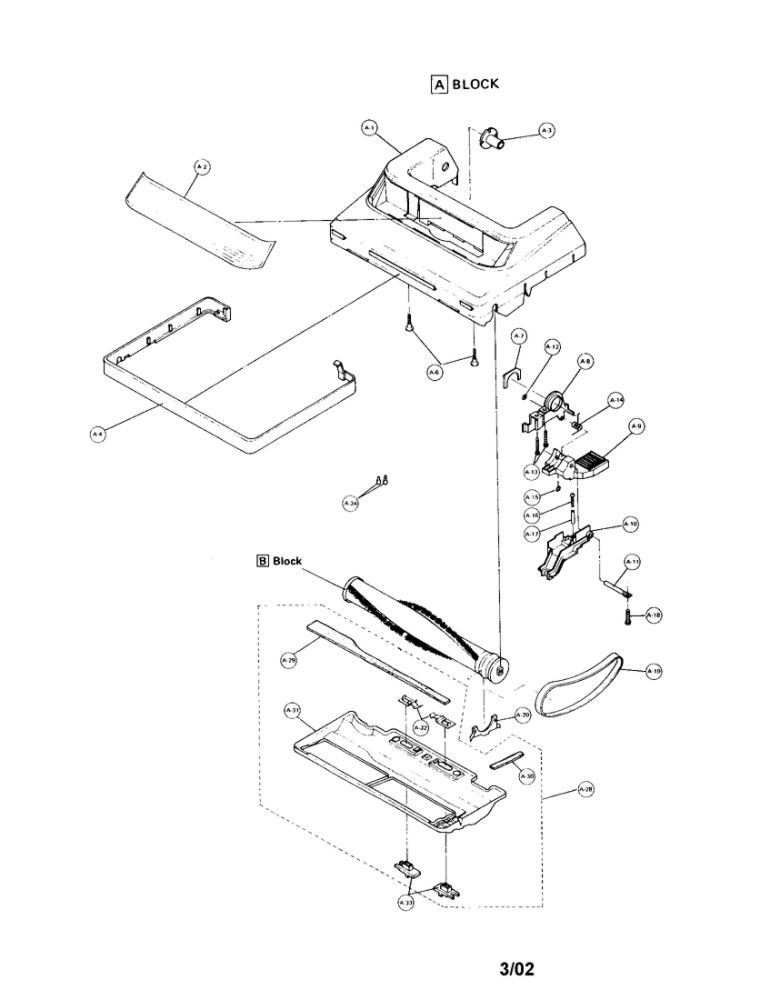 Nozzle Housing Diagram and Parts List for MC-5217  Panasonic Upright Vacuum