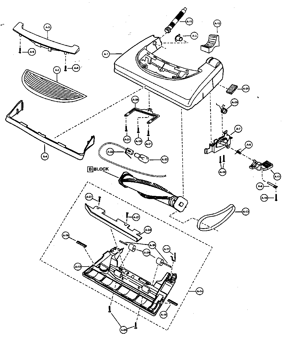 Nozzle housing Diagram and Parts List for MC-V731200  Panasonic Upright Vacuum