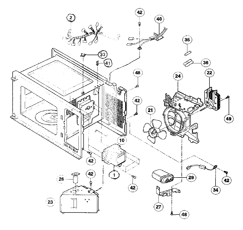 Interior assy Diagram and Parts List for NN-S431WL  Panasonic Microwave