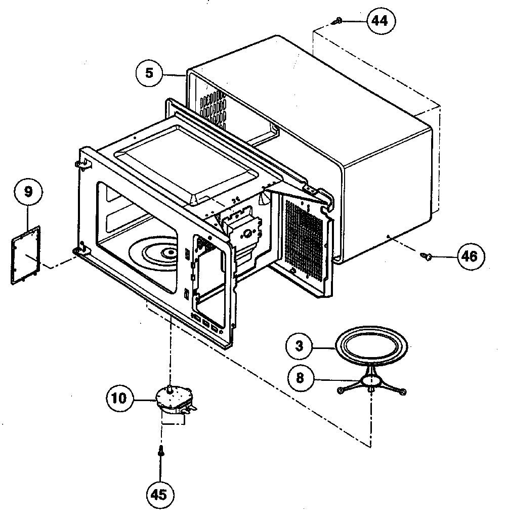 Oven cavity parts Diagram and Parts List for NN-S732BL  Panasonic Microwave