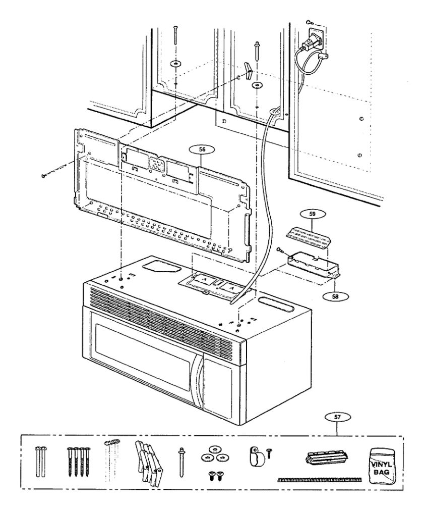 Mounting Diagram and Parts List for NN-S251BL  Panasonic Microwave