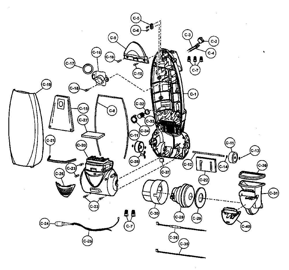 Motor housing/motor/body Diagram and Parts List for MC-V752200  Panasonic Upright Vacuum