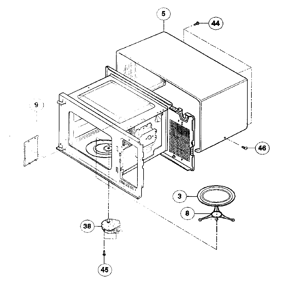 Oven cavity Diagram and Parts List for NN-S431WL  Panasonic Microwave
