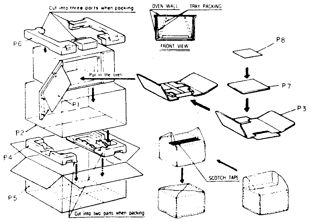 Packing and accessories Diagram and Parts List for MQS1106H  Panasonic Microwave