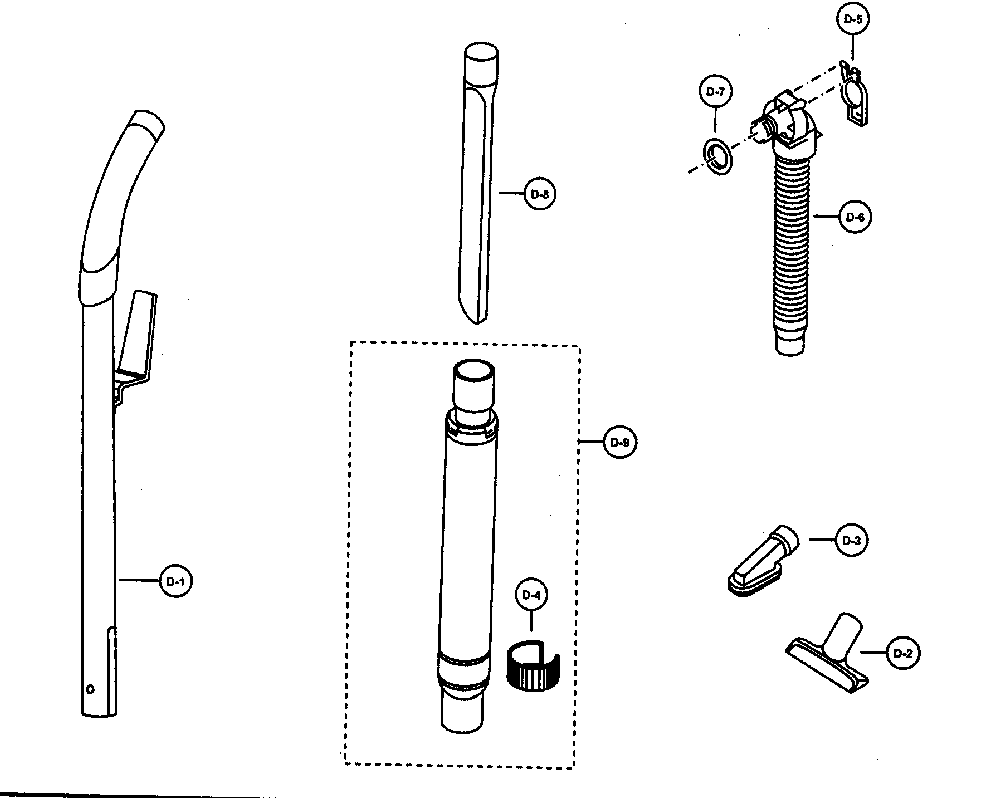 Handle/hose/attachments Diagram and Parts List for MC-V325  Panasonic Upright Vacuum