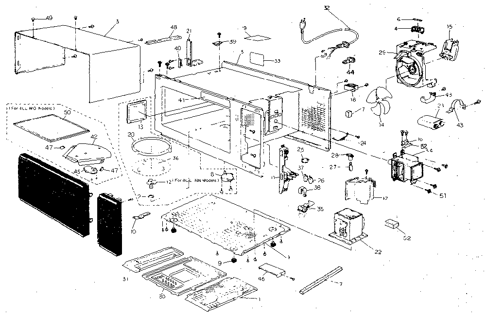Microwave parts Diagram and Parts List for NN5439A  Panasonic Microwave