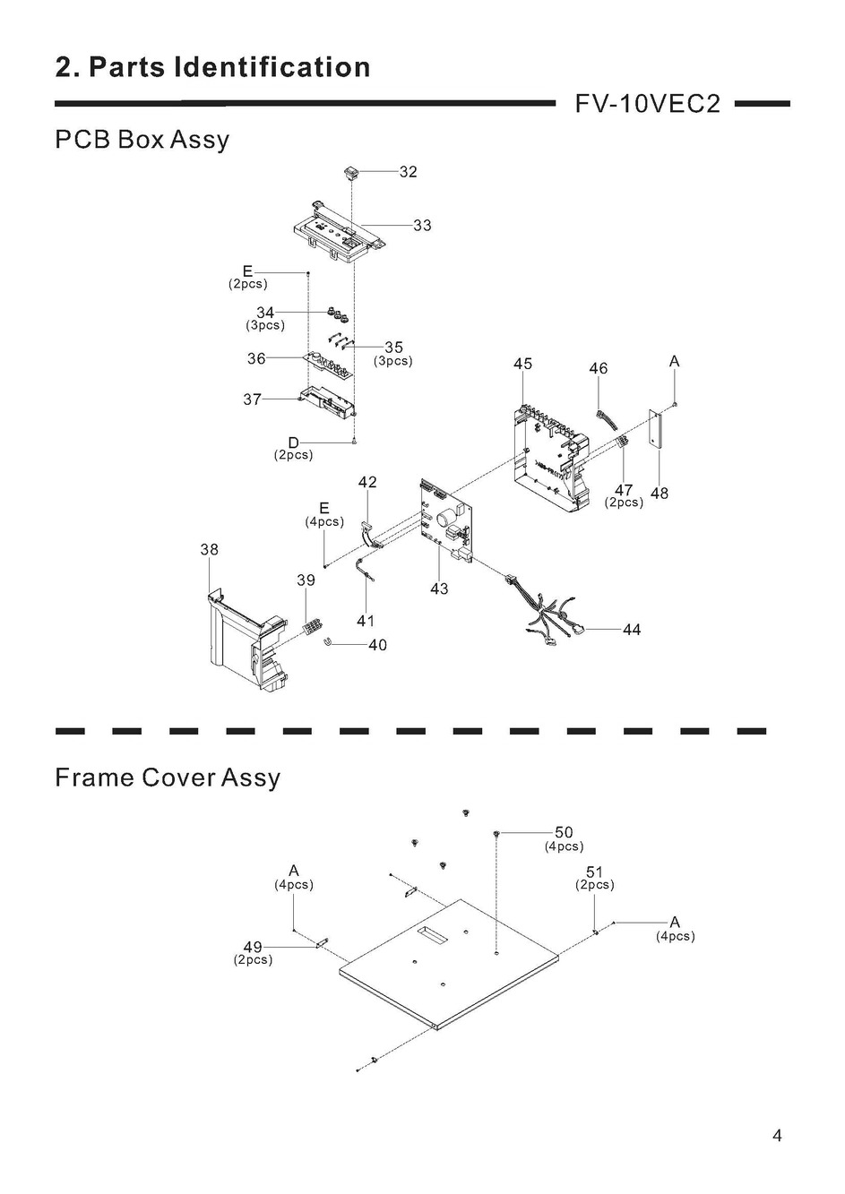03 Pcb Box And Frame Cover Assembly Diagram and Parts List for FV-10VEC2  Panasonic Air Purifier
