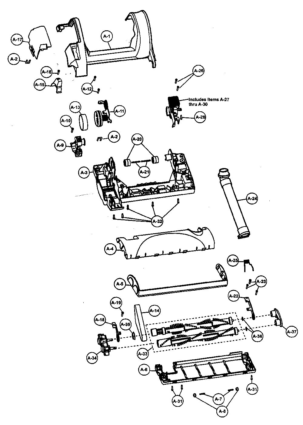 Nozzle housing Diagram and Parts List for MC-V757200  Panasonic Upright Vacuum