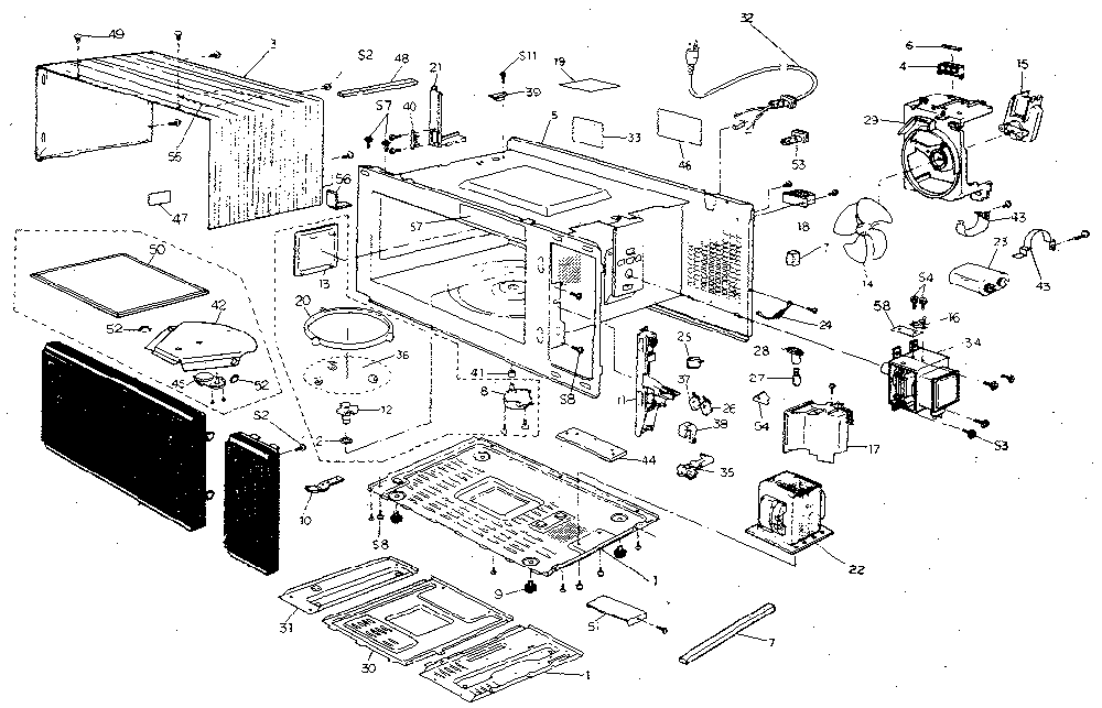 Exploded view Diagram and Parts List for NN5508A  Panasonic Microwave
