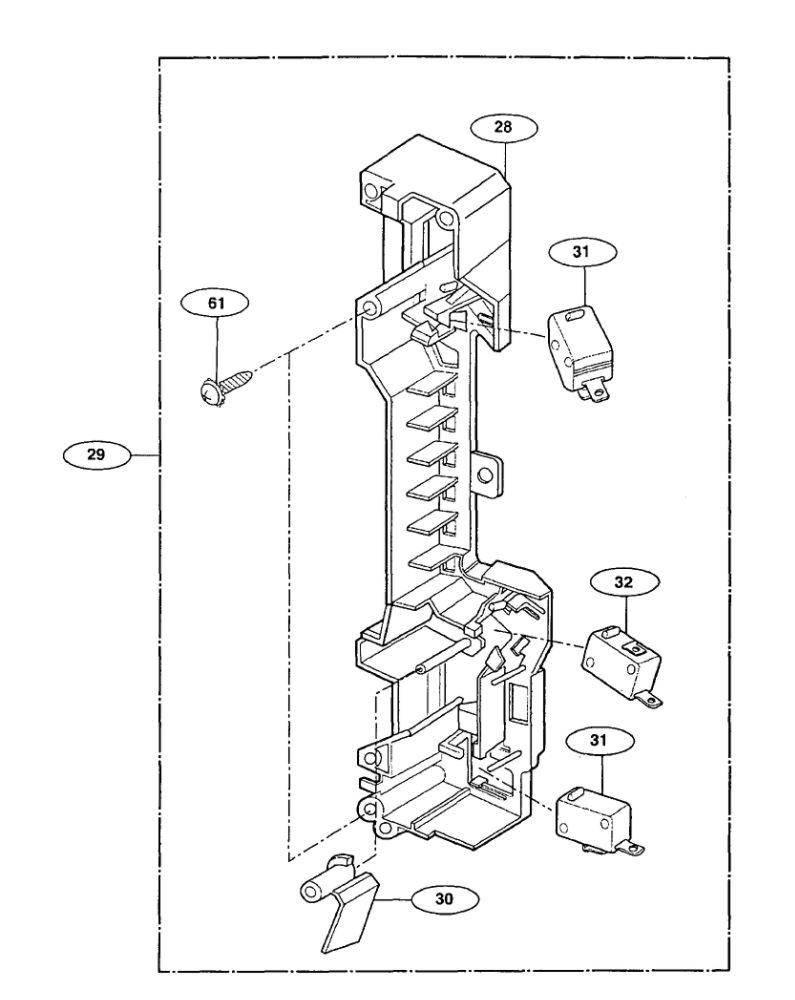 Door Hook Diagram and Parts List for NN-S251BL  Panasonic Microwave