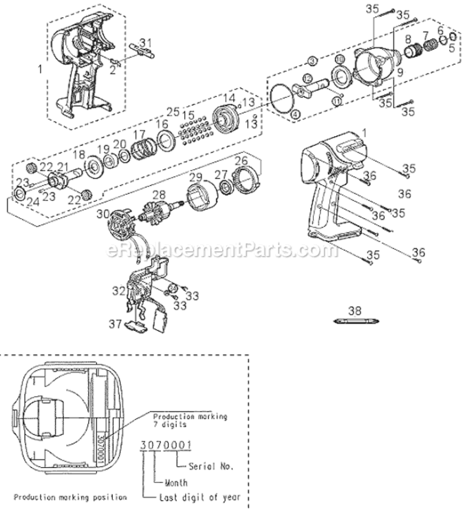 Page A Diagram and Parts List for EY6506  Panasonic Impact Driver