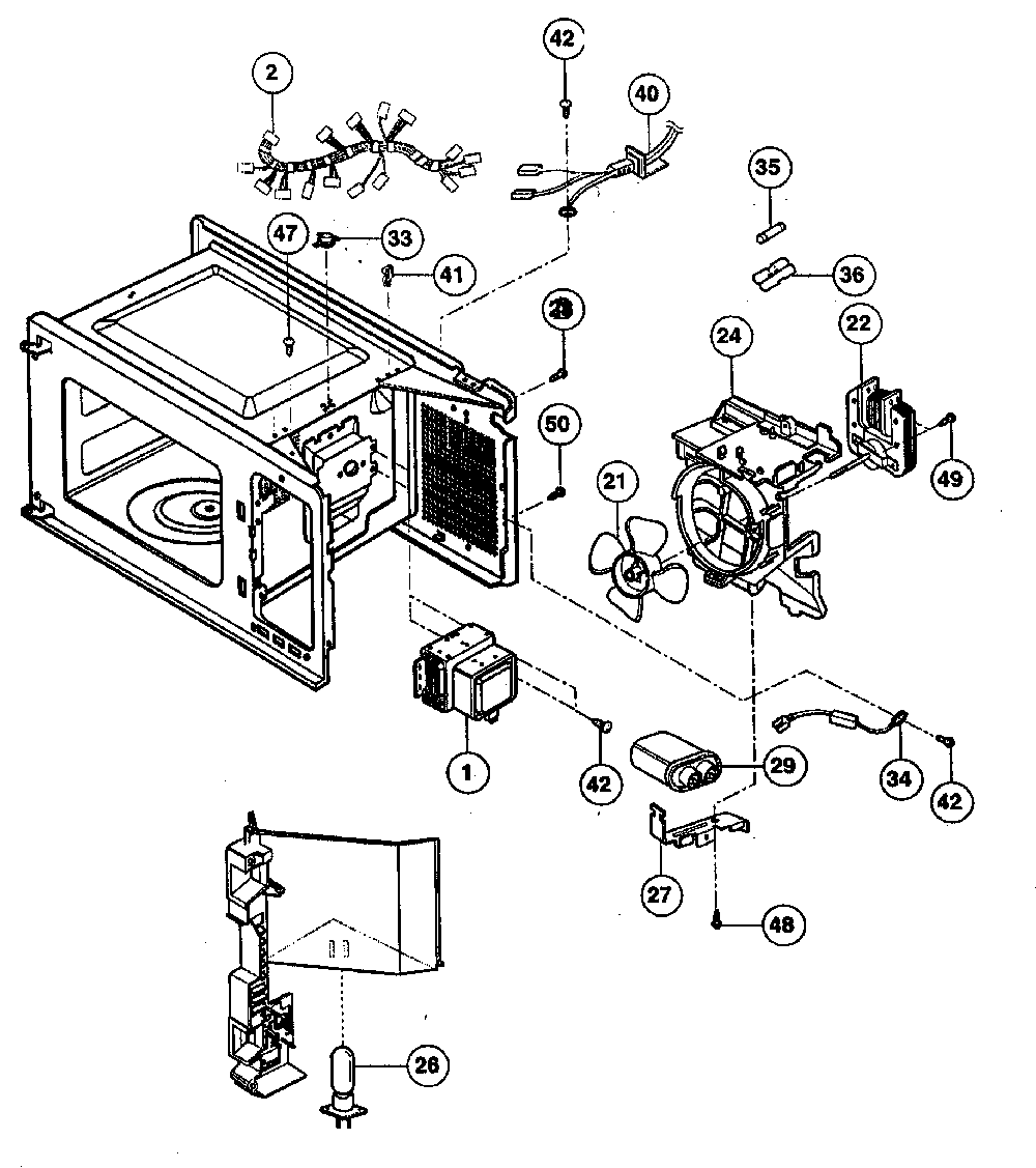 Oven interior parts Diagram and Parts List for NN-S732BL  Panasonic Microwave