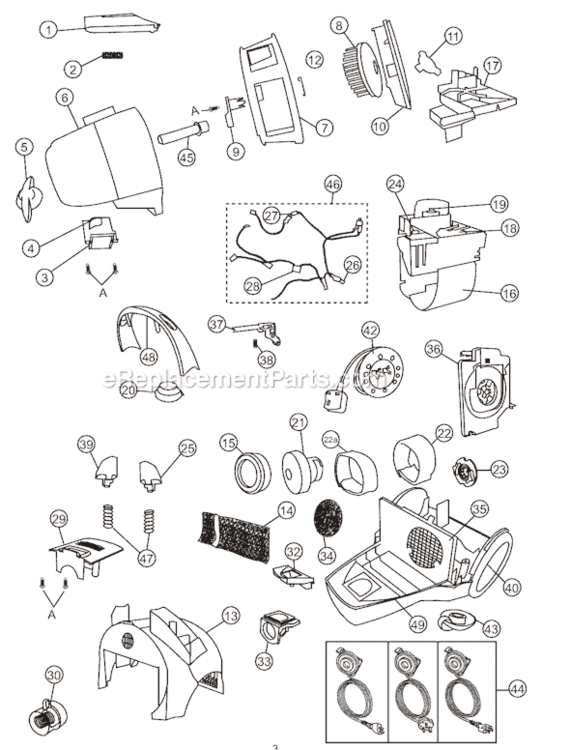 Page A Diagram and Parts List for MC-CL483  Panasonic Upright Vacuum