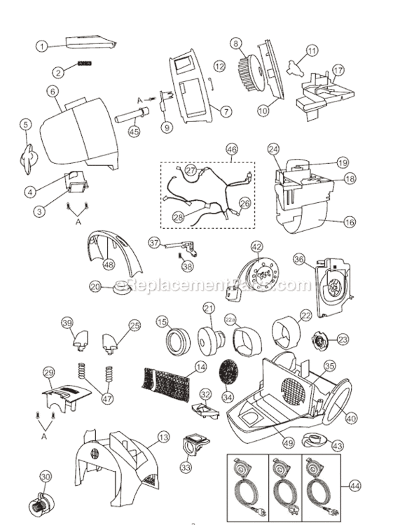 Page A Diagram and Parts List for MC-CL485  Panasonic Upright Vacuum