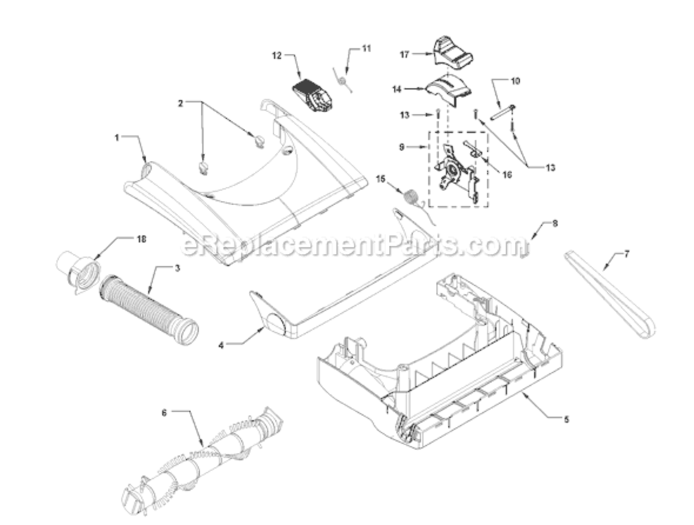 Page B Diagram and Parts List for MC-E4055-00  Panasonic Upright Vacuum