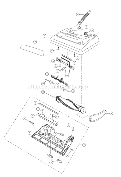 Page B Diagram and Parts List for MC-GG283-01  Panasonic Upright Vacuum